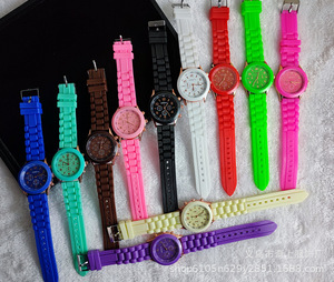 GENEVA速卖通爆款 日内瓦硅胶手表 时尚手表 三眼糖果色女士手表