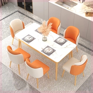 岩板餐桌家用客厅小户型颖华家具现代简约意式轻奢吃饭桌椅子组合