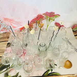 香薰瓶玻璃欧式浮雕复古个性插花法式玻璃小花瓶摄影道具精致水培