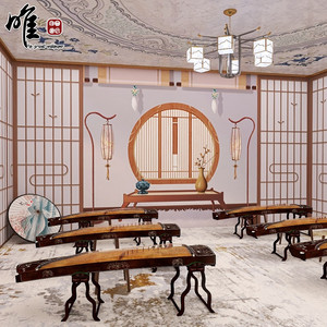 中国风音乐培训班定制墙贴古筝琴房装饰自粘墙纸教室背景古风壁画
