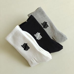 日本潮牌UA五道杠纯棉袜子男女通用黑白灰纯色毛巾底运动袜篮球袜