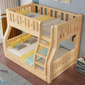 宜家轻奢实木上下床双层床两层高低床双人床上下铺木床儿童床子母