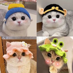 原创纯手工女仆猫喇叭花太阳帽宠物猫咪帽子变装帽英短可爱头套