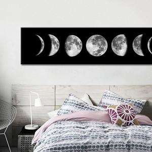月食黑白摄影家居装饰帆布画现代简约卧室床头画挂画框画芯