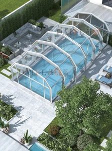 电动伸缩移动阳光房顶棚可折叠移动开合别墅智能推拉泳池玻璃屋顶
