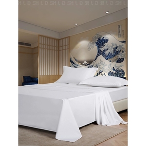酒店专用白床单防皱内务被单夏天白色床罩床铺垫单白宾馆用被罩