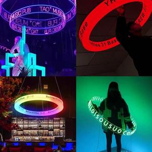 圆环弧形霓虹灯灯箱酒吧创意发光字定制悬挂LED幻彩灯圆形亚克力