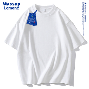 WASSUP LEMON重磅纯棉潮牌短袖t恤男女宽松百搭纯白色体恤打底衫