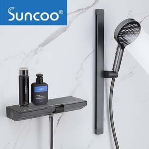 Suncoo尚高卫浴枪灰色多功能恒温数显卫生间简易花洒淋浴喷头套装