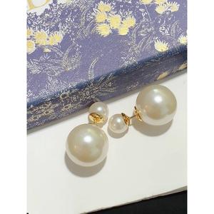 法国直邮Dior/迪奥耳钉 2024新款经典双面大小珍珠两戴耳环