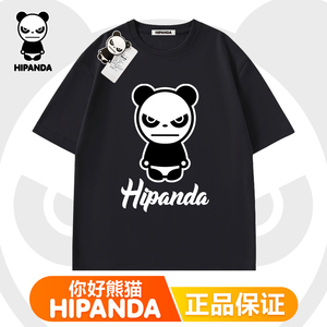 Hipanda你好熊猫T恤短袖圆领印花潮流设计男女同款宽松休闲T恤