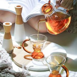 耐热泡茶壶玻璃茶壶功夫茶杯花草杯奶茶杯仪式感下午茶套装酸奶杯