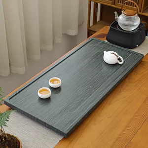 木纹石绿檀石茶盘天然整块石板简约轻奢石茶台现代中式茶具托盘
