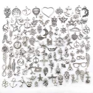 100个混款复古银色动物植物花朵挂件吊坠串珠饰品配件厂价新款