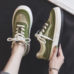 夏季薄款透气帆布鞋女款2024新款绿色夏天网面网鞋板鞋布鞋球鞋子