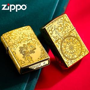 正版Zippo原装打火机黄铜深雕十二生肖马鸡兔羊虎鼠ZPPO正品火机