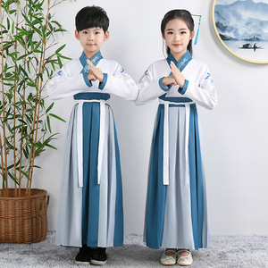 儿童古装汉服国学服书童服装男童女童中国风衣服三字经朗诵表演服