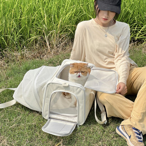 日本无印MUJ良品轻肥猫猫包加大容量I扩展可折叠便携带猫咪外出包