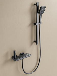 KOHLER/科勒枪灰色全铜壁挂式恒温数显简易花洒淋浴套装家用增压