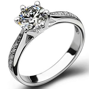 JZ016香儿银新款六爪饰品简单70分钻戒仿钻女款日韩版求结婚礼物