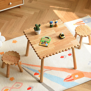 实木小桌子家用儿童学习桌手工桌幼儿园早教阅读桌椅宝宝玩具桌