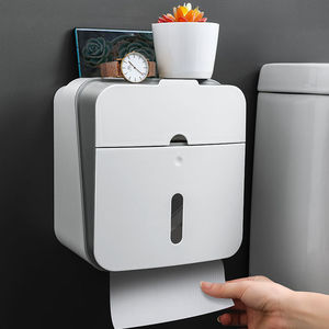 新款卫生间厕所平板纸巾盒卫生纸置物架壁挂免打孔大号厕纸手纸盒