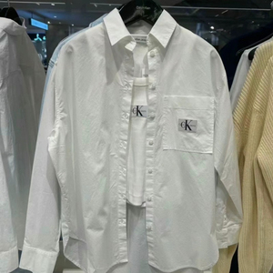 Jeinne新款CK衬衫白色宽松休闲蓝色长袖单排扣纯棉防晒衣男女同款