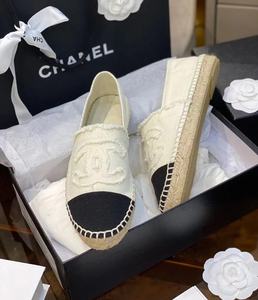 Chanel香奈儿渔夫鞋女经典爆款布面草编拼色鞋子巴黎专柜正品代购