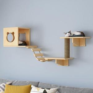 占地空中走廊猫高架不通用跳台窝式四季木质墙壁猫猫咪空间上墙爬