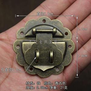 中式古铁锁扣老式箱子形搭扣波浪箱扣配仿复古锁横开挂锁小锁