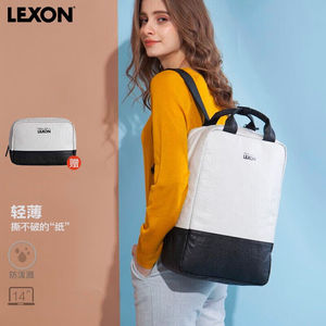 乐上（LEXON）双肩电脑包女14英寸笔记本休闲环保抗撕纸情侣书包