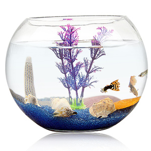 圆形鱼缸高端玻璃彩石大号小鱼缸加厚养龟钢化设备金鱼水培高清