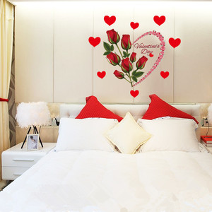 玫瑰花贴纸墙贴画卧室温馨床头墙上客厅房间墙壁装饰背景墙纸自粘