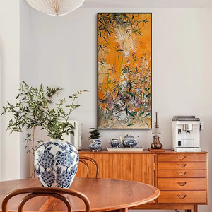 《金色的天空》现代抽象入户玄关高级感艺术挂画沙发背景墙装饰画