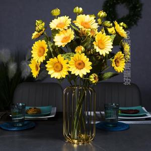 太阳花娟带高档客厅花束向日葵假花装饰花瓶花摆设仿真黄色欧式