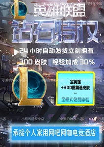 LOL网吧特权钻石特权全英雄 300皮肤家用特权