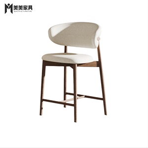 实木高吧椅北欧白蜡木酒吧家用餐椅意式现代设计师咖啡会谈高脚凳