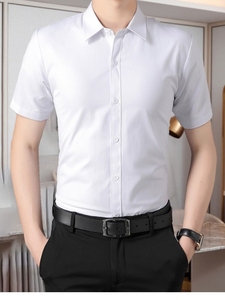 利郎官方正品休闲衬衣短袖男士黑色寸衫商务正装抗皱西装长袖衬衫