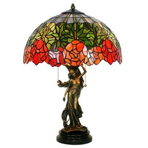 厂家直销16寸红荷花帝凡尼欧式玻璃装饰灯具卧室床头书房铜台灯
