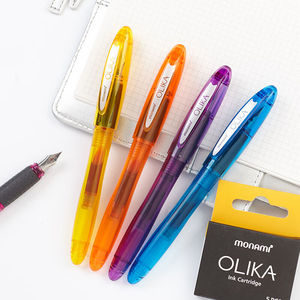 OLIKA透明彩色小钢笔0.5mm学生用练字书写钢笔套