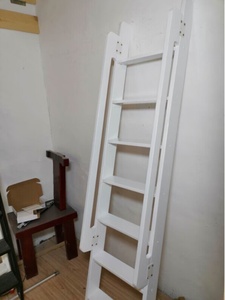 高档白色白色直梯梯直梯学生上下床带梯子家用铺实木2米角梯梯子