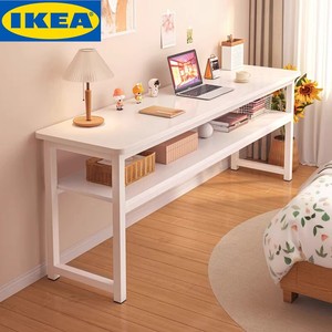 宜家书桌电脑桌家用简易窄桌卧室小户型靠墙长桌子工作台办公桌长