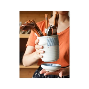 高端陶瓷筷子筒网红2024新款渔火日式厨房家用沥水筷筒存放架筷笼
