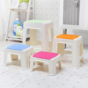 宜家塑料凳子家用加厚客厅椅子浴室小板凳方凳儿童矮凳可叠放高凳