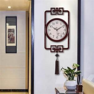 急速发货新中式挂钟凯瑟风简约装饰钟表家用客厅创意艺术木质时钟
