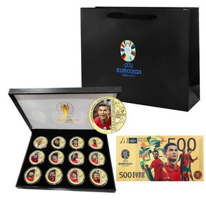 欧洲杯足球周边纪念币金属收藏奖杯联赛c罗周边送男女友礼物礼盒