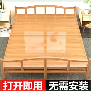 竹床可折叠床单人双人简易家用成人午休午睡出租屋竹子硬板实木床