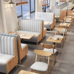 卡座沙发奶茶店桌椅组合汉堡店饭店西餐厅桌子智鹊咖啡厅餐饮桌椅