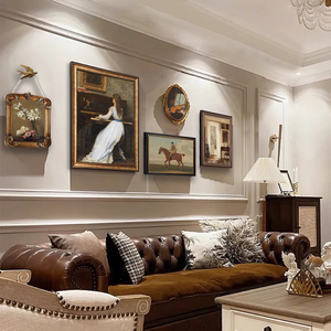 美式大气客厅装饰画法式复古组合沙发背景墙挂画小众艺术壁画新款