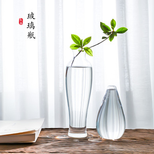 玻璃花瓶透明简约大肚花器小口径梅瓶插花器皿桌面装饰摆件